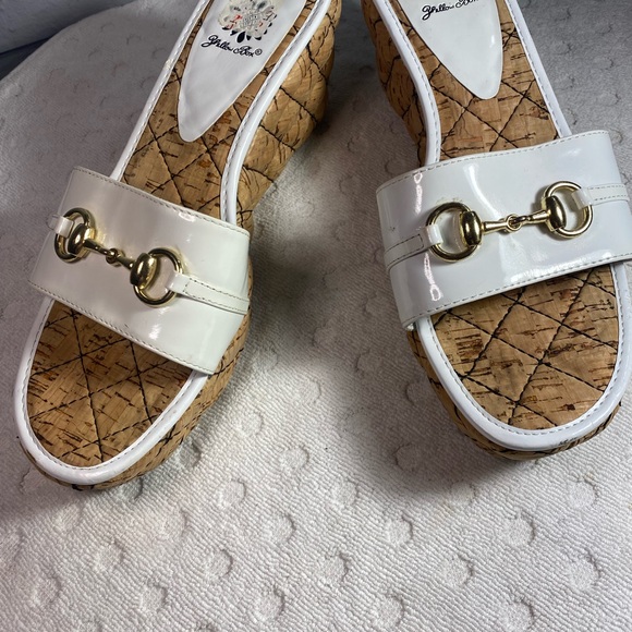 Yellow Box Corky Wedge Sandal White With Gold Bit Detail - Picture 14 of 16